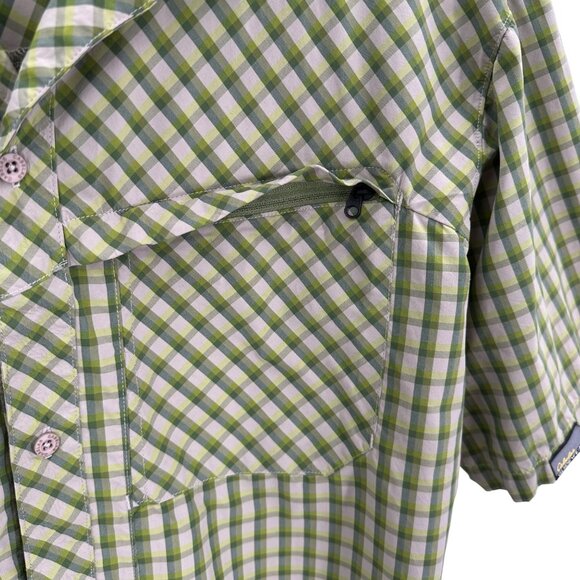 Cabela's Guidewear Mens Short Sleeve Green Plaid Shirt Nylon Size L - Picture 4 of 9